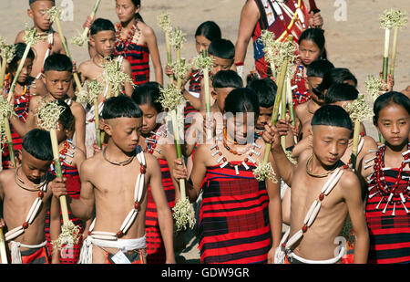 Das Bild des Sumi-Stammes beim Hornbill Festival, Nagaland, Indien Stockfoto