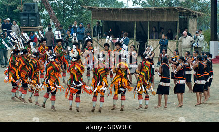 Das Bild des Chakhesang-Stammes beim Hornbill Festival, Nagaland, Indien Stockfoto