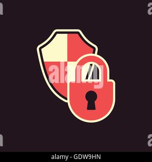 Vorhängeschloss Schutzschild Sicherheit Symbol abstrakte Vektor-illustration Stock Vektor