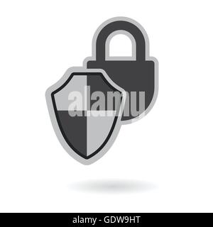 Vorhängeschloss Schild Schutz Sicherheit Symbol Vektor-Illustration isoliert auf weiss Stock Vektor