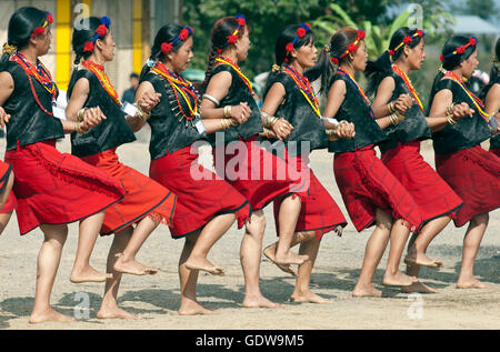 Das Bild des Pochury Stammes Mädchen beim Hornbill Festival, Nagaland, Indien Stockfoto