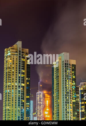 Feuer-Unfall in Dubai am Silvester Eve 2016 Stockfoto