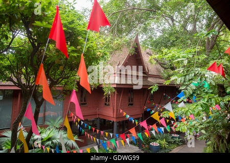 das Jim Thompson Haus mit Garten in der Nähe des Siam Square in der Stadt von Bangkok in Thailand in Südostasien. Stockfoto