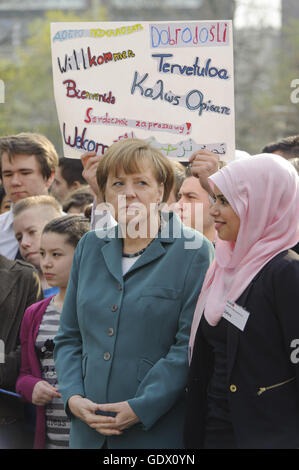 Besuch von Bundeskanzlerin Angela Merkel an der Robert-Jungk-Oberschule Stockfoto