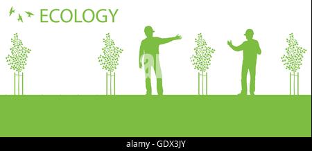 Baumpflanzung Vektor Hintergrund Ökologiekonzept Karte Stock Vektor
