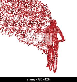 Radfahrer Reiter Sieger Vektor Hintergrund Konzept der Fragmente isoliert auf weiss Stock Vektor