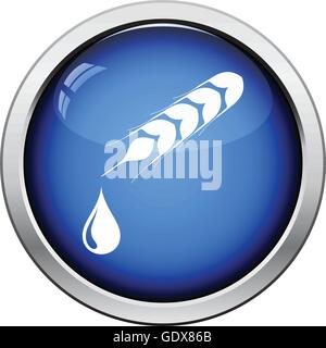 Weizen mit Drop-Symbol. Glänzende Knopf-Design. Vektor-Illustration. Stock Vektor