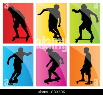 Skateboarder Silhouette legen Sie Vektor Hintergrund für poster Stock Vektor