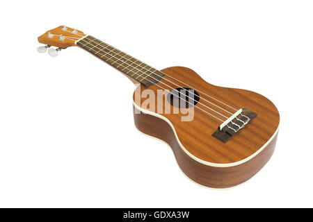 Ukulele Gitarre isoliert auf weißem Hintergrund Stockfoto