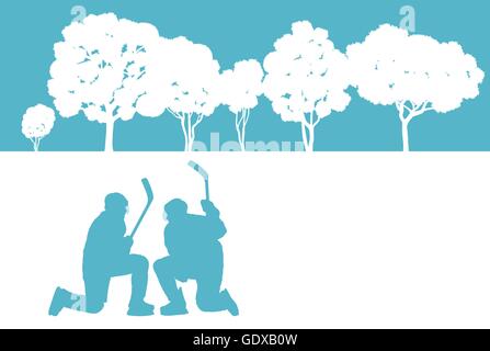 Eishockey-Spieler im Winter Landschaftskonzept Vektor Hintergrund Stock Vektor