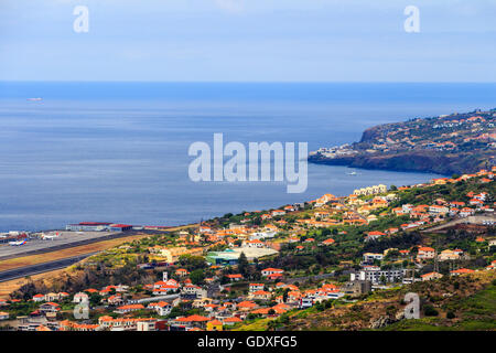 Blick vom Pico Facho Sicht über das Tal von Machico, Madeira, Portugal Stockfoto