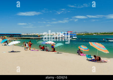 Die Insel Ilha de Armona in der Ria Formosa natürliche Parque, Olhão, Algarve, Portugal Stockfoto