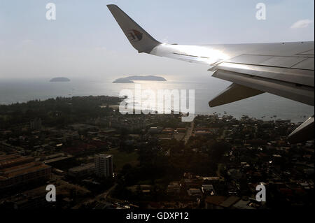 Abfahrt von Kota Kinabalu Stockfoto