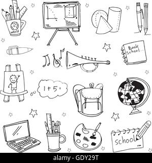 Hand-Draw-Schule-Objekt doodles Stock Vektor