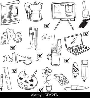 Niedliche Hand Schule Zeichnungsobjekt doodles Stock Vektor
