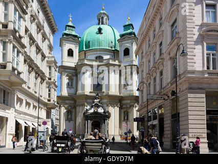 Wien, Wien: Kirche St. Peter Und Fiaker, Österreich, Wien, 01. Stockfoto