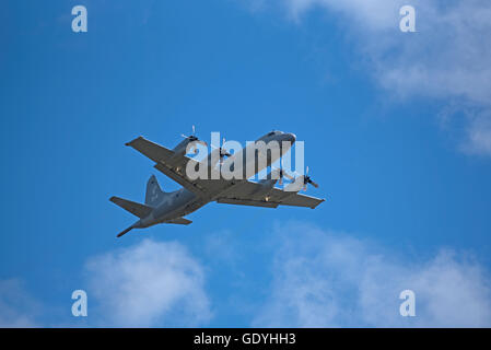Kanadischen Aurora Turbo-Prop Seefernaufklärer an RAF Lossiemouth in Moray Schottland.  SCO 10.776. Stockfoto