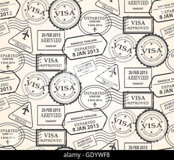 Stempel und Reisen nahtlose Muster, Muster Farbfelder, Vektor, endlose Textur eignet sich für Tapeten, Musterfüllungen, Webseite Stock Vektor