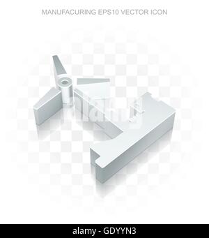 Industrie-Symbol: flache metallischen 3d Windmühle, transparente Schatten, EPS 10 Vektor. Stock Vektor