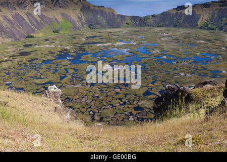 Rano Kau auf der Osterinsel Stockfoto