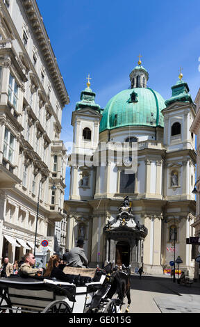 Wien, Wien: Kirche St. Peter Und Fiaker, Österreich, Wien, 01. Stockfoto