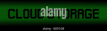 Cloud Storage Text auf grünen Laptops Hintergrund illustration Stockfoto