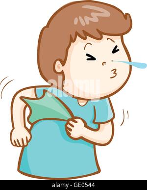 kranker Mann Niesen weil Vektor-Grippe-Erkrankung Stock Vektor