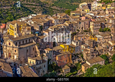 Italien Sizilien Ragusa IBla - Ansicht mit Purgatorio Kirche Stockfoto