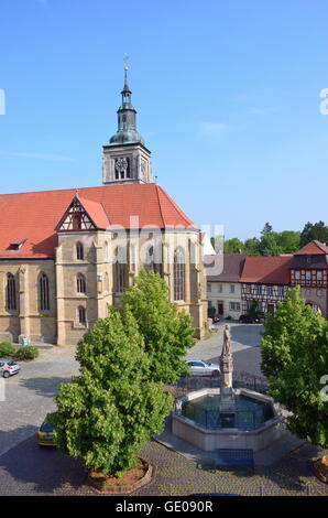 Geographie/Reisen, Deutschland, Bayern, Koenigsberg, Marktplatz mit Marktbrunnen und St. Mary's Church, Additional-Rights - Clearance-Info - Not-Available Stockfoto