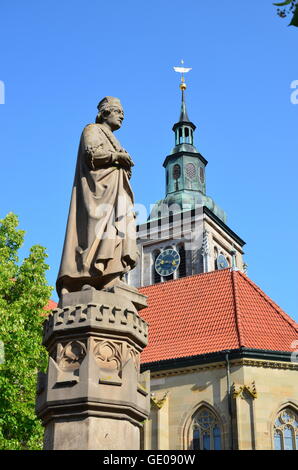 Geographie/Reisen, Deutschland, Bayern, Koenigsberg, Marktplatz mit Marktbrunnen und St. Mary's Church, Additional-Rights - Clearance-Info - Not-Available Stockfoto