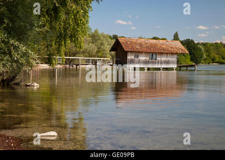 Geographie/Reisen, Deutschland, Bayern, Ammersee (Ammersee), Stegen, Bootshaus, Additional-Rights - Clearance-Info - Not-Available Stockfoto