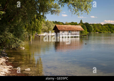 Geographie/Reisen, Deutschland, Bayern, Ammersee (Ammersee), Stegen, Bootshaus, Additional-Rights - Clearance-Info - Not-Available Stockfoto