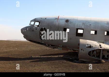 Geographie/Reisen, Island, im südlichen Island, Wrack eines abgestürzten Flugzeug der US Navy östlich von Skogar, Additional-Rights - Clearance-Info - Not-Available Stockfoto