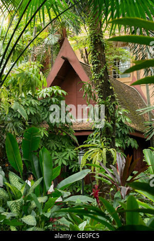 das Jim Thompson Haus mit Garten in der Nähe des Siam Square in der Stadt von Bangkok in Thailand in Südostasien. Stockfoto