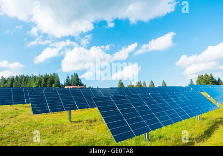 Photovoltaik-Paneelen auf einer Wiese Stockfoto