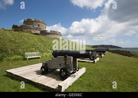 St. Mawes Castle und Kanonen, St Mawes, Cornwall, England, Vereinigtes Königreich, Europa Stockfoto