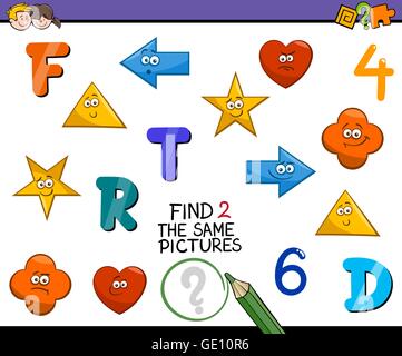 Cartoon Illustration finden identische Bilder pädagogische Aktivitäten für Kinder im Vorschulalter Stock Vektor
