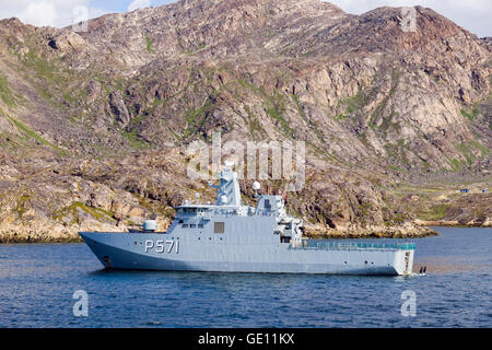 HDMS Ejnar Mikkelsen königliche dänische Marine Patrouillenboot patrouillieren in Davisstraße auf Westküste. Sisimiut, Qeqqata, Grönland Stockfoto