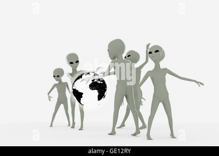 3D Abbildung einer Gruppe von Ausländern, die isoliert auf weißem Hintergrund Stockfoto