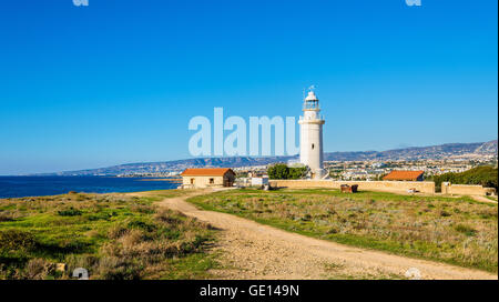 Blick auf Leuchtturm von Paphos in Zypern Stockfoto