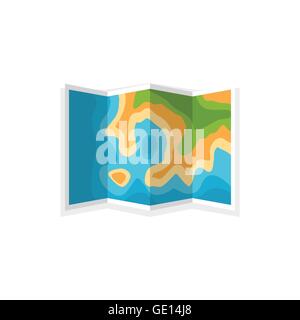 Karte in einem flachen Stil. Navigation. Reisen, Wandern und camping. Cartographz. Routenplanung. Vektor-Illustration. Stock Vektor