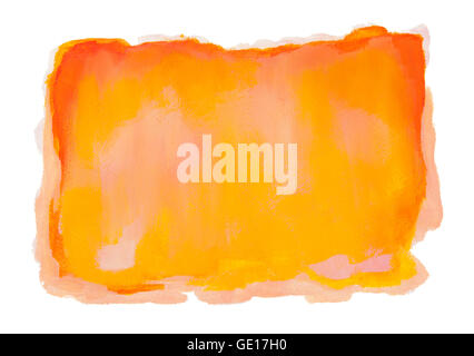 Gelb Orange Aquarell Hintergrund Isolated on White. Stockfoto
