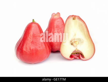 Rose Äpfel isoliert auf weißem Hintergrund. Stockfoto