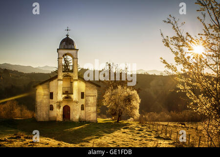 Verlassene Kirche in der Nähe von Rozhen Kloster, Melnik, Bulgarien Stockfoto