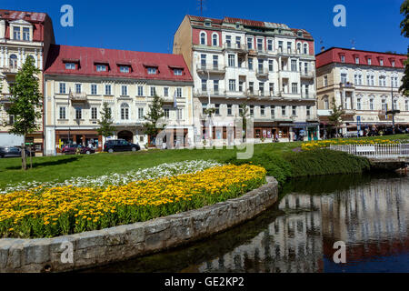 Gebäude und Hotels an der Hauptstraße, Marienbad Tschechische Republik Marienbad Tschechische Kurstadt, Westböhmen Stockfoto