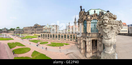 Panoramische Ansicht der Zwinger (Der Dresdner Zwinger), Teil des historischen Zentrum von Dresden. Stockfoto