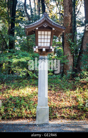 Japanische Lampe am Meiji-Jingu Schrein, Harajuku, Tokyo, japan Stockfoto