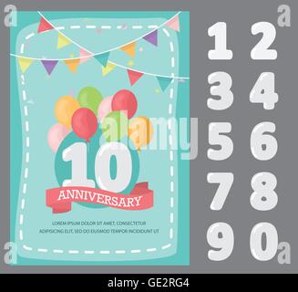 flache Bauform von happy Birthday, Jubiläum Feier Plakat für danke sagen mögen, Anhänger und Fans-Seite. Vektor Stock Vektor