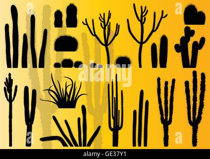 Kakteen Pflanzen detaillierte Darstellung Sammlung Vektor Formularsatz Stock Vektor