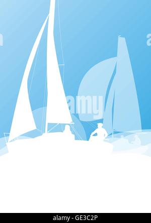 Segeln Yacht Rennen Vektor Hintergrund Wettbewerb Verkehrskonzept in hellen blauen und weißen Farben Stock Vektor